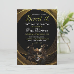 Gold Masquerade Sweet 16 Einladung