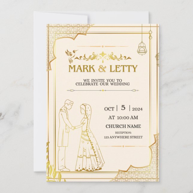 Gold Matt Themed Wedding Einladung Design (Vorderseite)