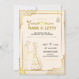 Gold Matt Themed Wedding Einladung Design