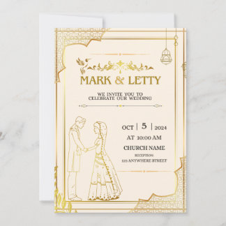 Gold Matt Themed Wedding Einladung Design