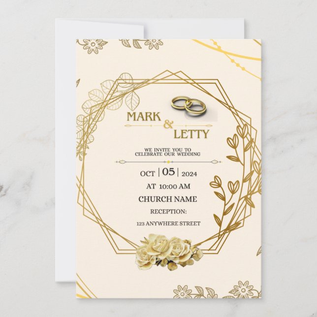 Gold Matt Wedding Einladung 0.2 Design (Vorderseite)
