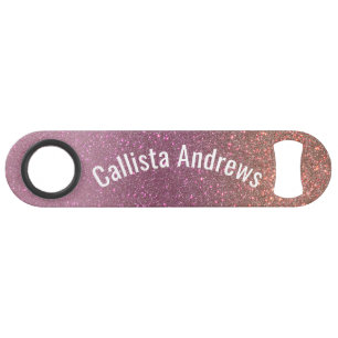 Gold Mauve Lila Funkelnd Glitzer Ombre Name Speed Flaschenöffner