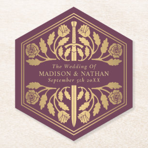 Gold-Mauve-Royal-Mittelalter-Schwert-Hochzeit Untersetzer