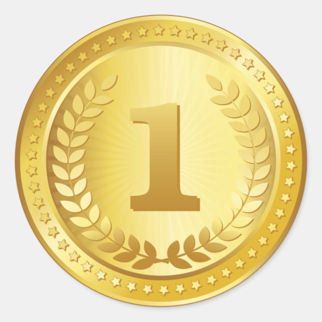 Gold Medaille 1. Platz Gewinner-Button Runder Aufkleber (Vorderseite)