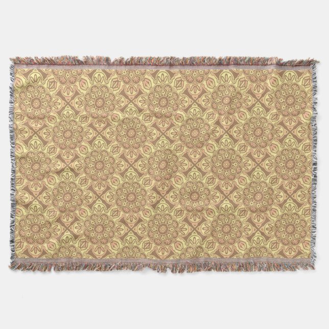 Gold Medallion Fringed Throw Blanket Decke (Vorderseite)