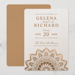 Gold Medallion Shimmer Mandala Wedding Einladung