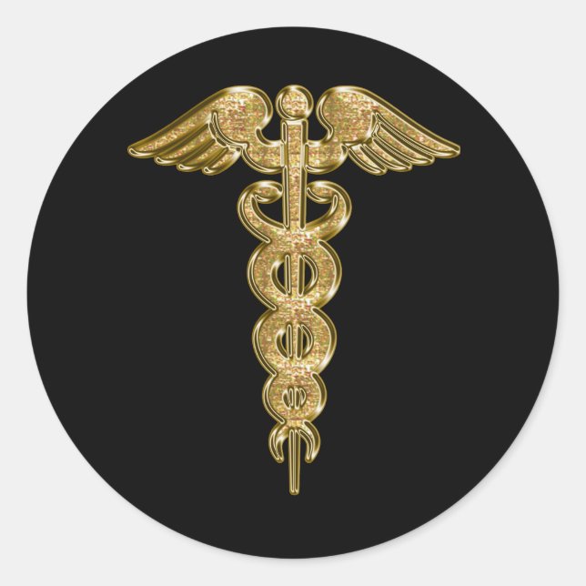 Gold Medical Alert Abzeichen Runder Aufkleber (Vorderseite)