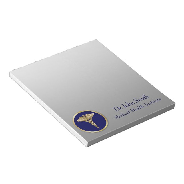 Gold Medical Beruflich Caduceus Blue Notizblock (angewinkelt)