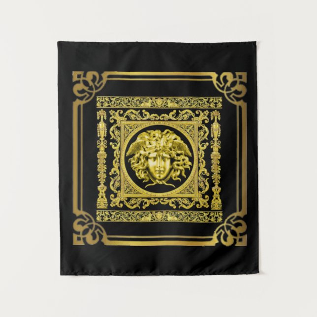 Gold Medusa Tapestry Wandteppich (Vorderseite)