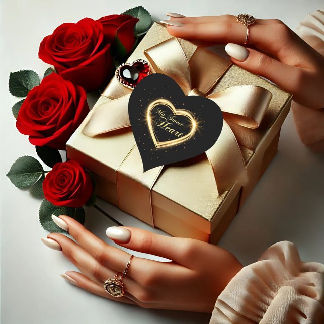 Gold Mein süßes Herz schwarze Valentine Heart Stic Herz-Aufkleber (Von Creator hochgeladen)