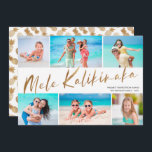 Gold Mele Kalikimaka 6 Foto Collage Christmas Ho Feiertagskarte<br><div class="desc">Schenken Sie in dieser Ferienzeit Beifall mit diesen lustigen, modernen sechs Foto Collage Weihnachtskarten! Sie sind perfekt, um Ihnen die Lieblingslieder aus Ihrem tropischen Urlaub zu präsentieren! In der Typografie steht "Mele Kalikimaka" in Imitaten als Goldfolie, und auf der Kartenrückseite befindet sich ein passendes Ananas-Muster in Imitaten mit Goldfolie. Einfach...</div>