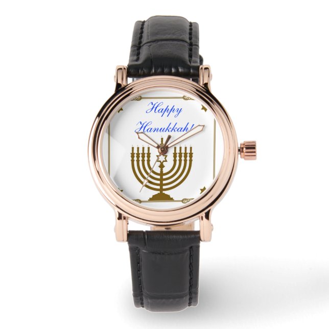 Gold Menorah Armbanduhr (Vorderseite)