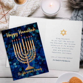 Gold Menorah Hanukkah Holiday Card Feiertagskarte