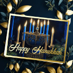 Gold Menorah Happy Hanukkah Folien Feiertagskarte<br><div class="desc">Goldl Menorah Happy Hanukkah</div>