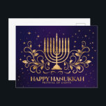 Gold Menorah Swirl Ornament Happy Hanukkah Postkarte<br><div class="desc">Gold Menorah Swirl Ornament Happy Hanukkah</div>