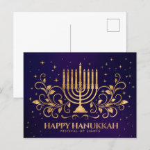 Gold Menorah Swirl Ornament Happy Hanukkah