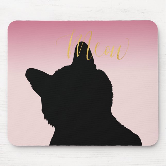 Gold Meow Kitush Rosa ombre Mousepad (Vorne)