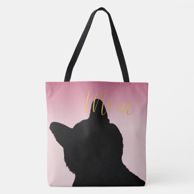 Gold Meow Kitush Rosa ombre Tasche (Vorderseite)