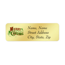 Gold Merry Christmas Address Label