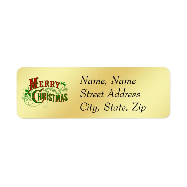 Gold Merry Christmas Address Label (Vorne)