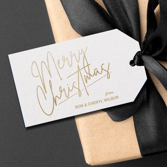 Gold Merry Christmas Luxe Geschenkanhänger (Von Creator hochgeladen)