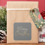 Gold Merry Christmas Luxe Gray Quadratischer Aufkleber<br><div class="desc">Die eleganten,  grauen Aufkleber sind stilvoll für jeden Weihnachtsfeiertag,  der in einem Imitat mit Goldfolie geschrieben wird. MEHR FARBEN und passende Produkte in unserer Kollektion.</div>