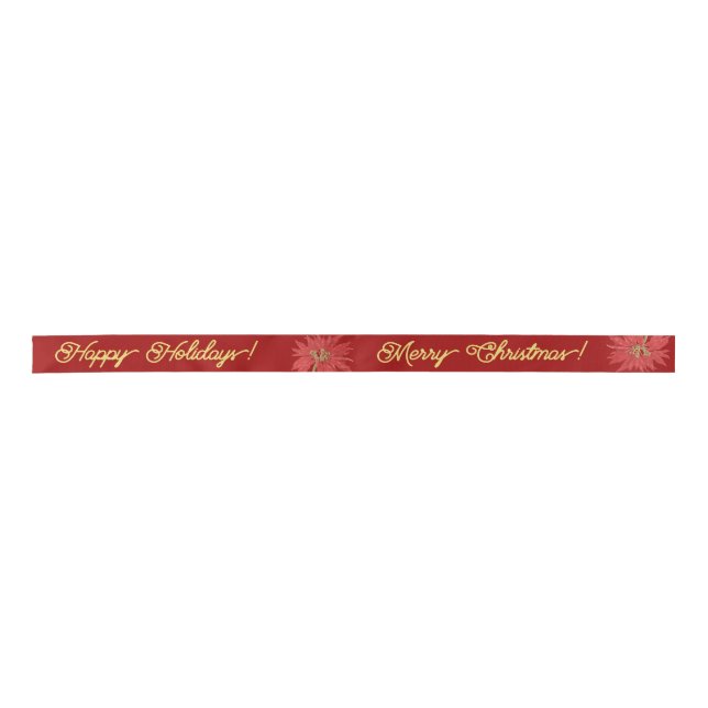 Gold Merry Christmas Script Calligrared Satinband (Vorderseite)