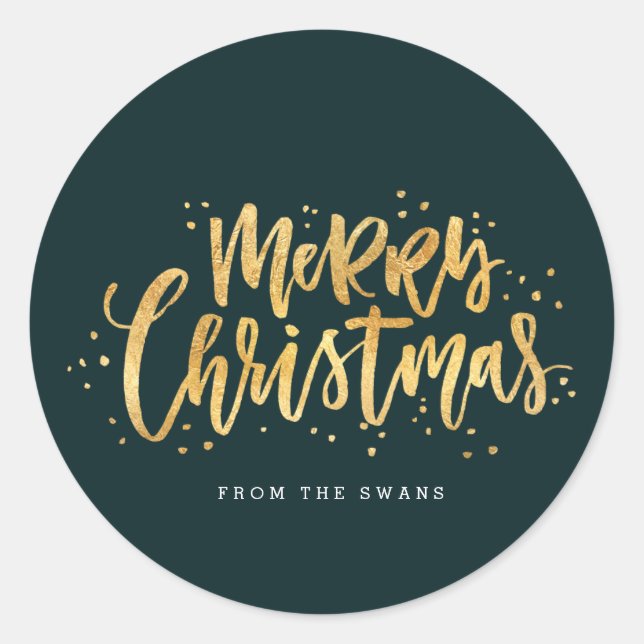 Gold Merry Christmas Sticker (Vorderseite)
