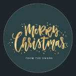 Gold Merry Christmas Sticker<br><div class="desc">Erleben Sie in diesem Jahr Ihr Urlaubspaket mit Spezialaufklebern und Geschenkpackungen von Blush Paper Co. Unsere festlichen Aufkleber sind personalisiert, wie Sie es noch nie zuvor gesehen haben!</div>