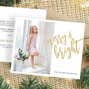 Gold Merry et Bright Christmas photo carte de vaca