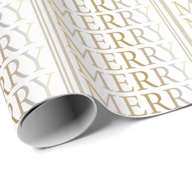 Gold Merry Weihnachts-Wrapping Papier Geschenkpapier (Rolleneckpunkt)