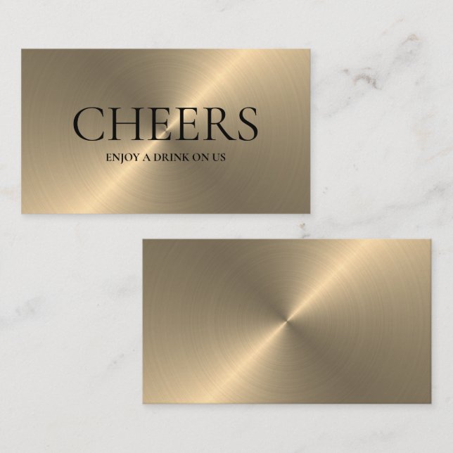 Gold Metal Effet Boissons gratuites Carte de bille (Devant / Derrière)