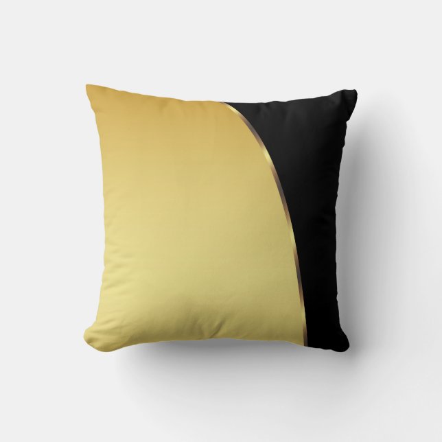 Gold Metal Elegante Moderne Schwarz Kissen (Vorderseite)