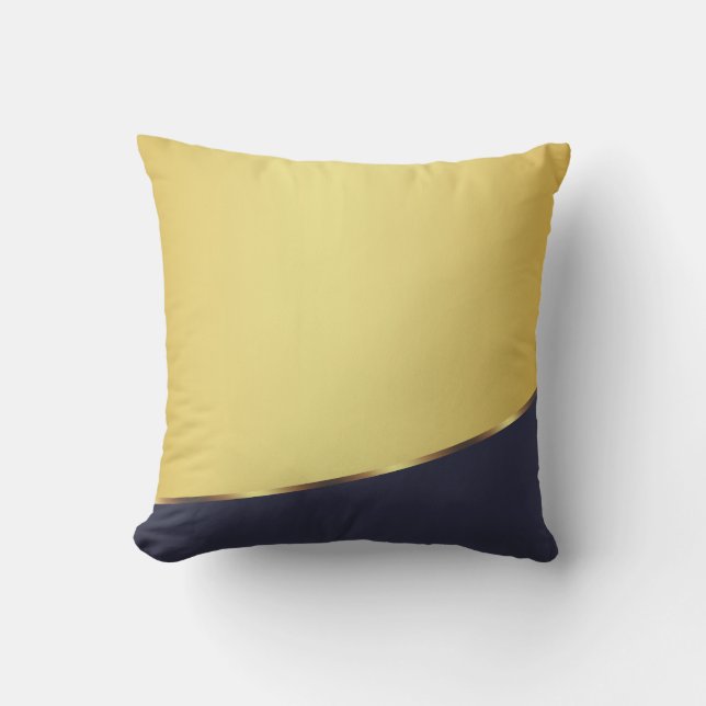Gold Metal Elegante Modernes Blau Kissen (Vorderseite)