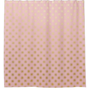 Gold Metallfolie Polka Dots Rosa Rose Moderne Duschvorhang