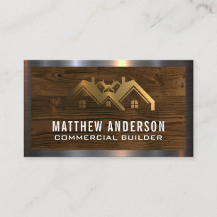 Gold Metallhäuser   Holz Visitenkarte