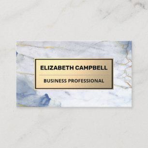 Gold Metallic   Blaue Marmortextur Visitenkarte