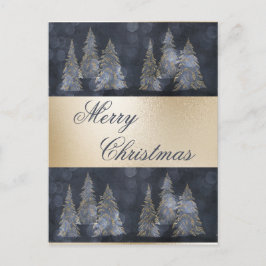 Gold Metallic Blue Elegant Pine Frohe Weihnachten 