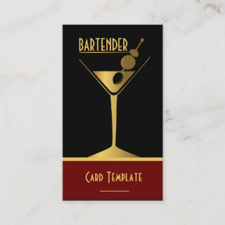 Gold Metallic Cocktail Logo Barkeeper Visitenkarte
