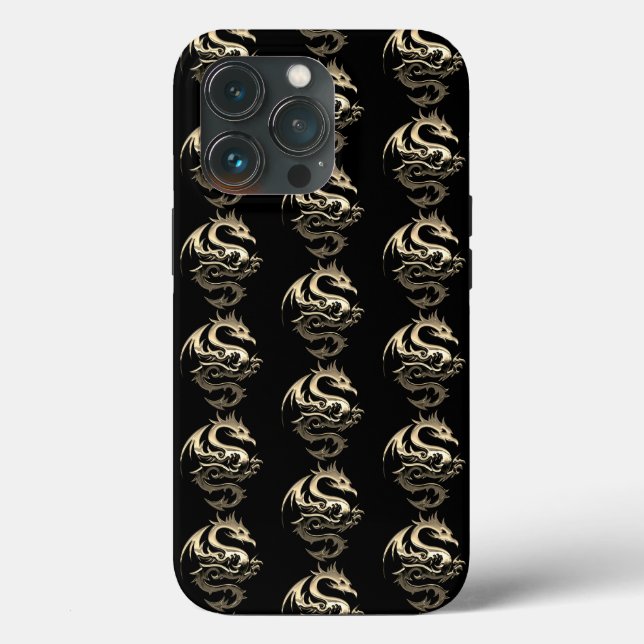 Gold Metallic Dragon Pattern Case-Mate iPhone Hülle (Rückseite)