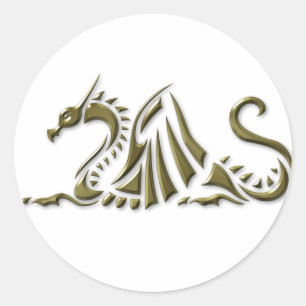 Gold Metallic Dragon Runder Aufkleber