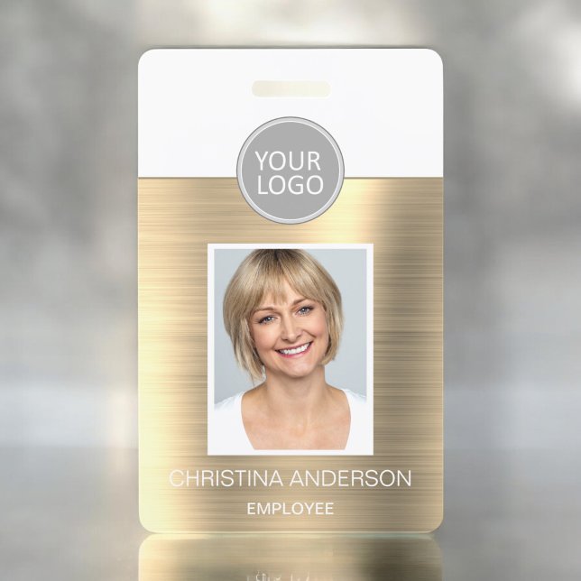 Gold Metallic Employee Name Logo Foto Corporate Ausweis (Von Creator hochgeladen)