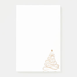 Gold Metallic Filigree Weihnachtsbaum Minimalistis Post-it Klebezettel