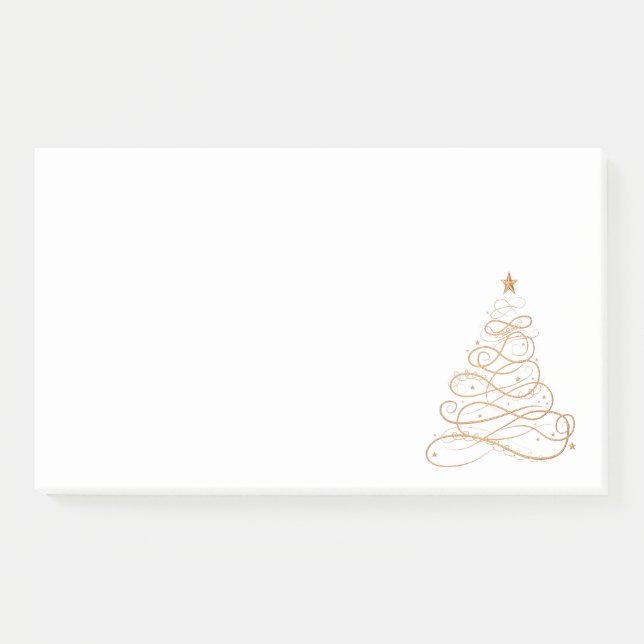 Gold Metallic Filigree Weihnachtsbaum Minimalistis Post-it Klebezettel (Vorderseite)