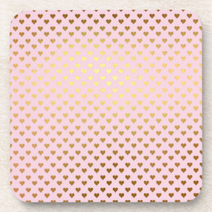 Gold Metallic Foil Herz Liebe Rosa Moderne Getränkeuntersetzer
