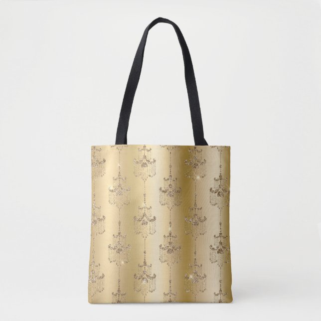 Gold Metallic Foil & Imitats Glitzer Glam Chandeli Tasche (Vorderseite)