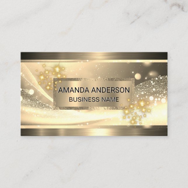 Gold Metallic | Golden Boke Sparkle Visitenkarte (Vorderseite)