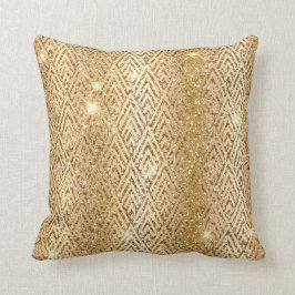 Gold Metallic Gradient & Glitzer Glam Art Deco Kissen
