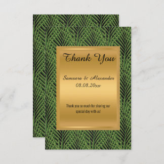 GOLD METALLIC GREEN BOTANICAL Danke Karte