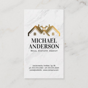 Gold Metallic House Logo   Marmor Visitenkarte